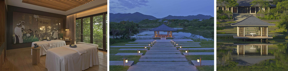  Overlooking a terraced garden beisde a lotus-filled lake, Aman spa offers extensive health, beauty and fitness facilities including a yoga pavilion at the water's edge. 